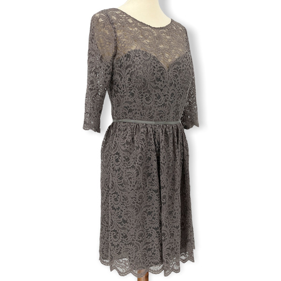 Jenny Yoo Dress Womens 12 Gray Marquis Lace A Line Formal Cocktail Ladies - Picture 4 of 11
